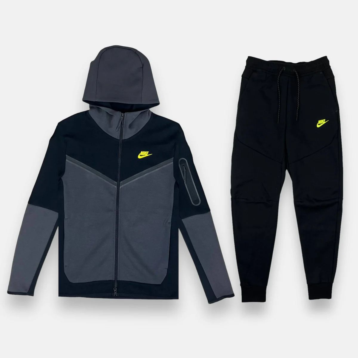 Nike Tech Fleece Set - Black, Anthracite & Volt (3rd Gen - Old Season)