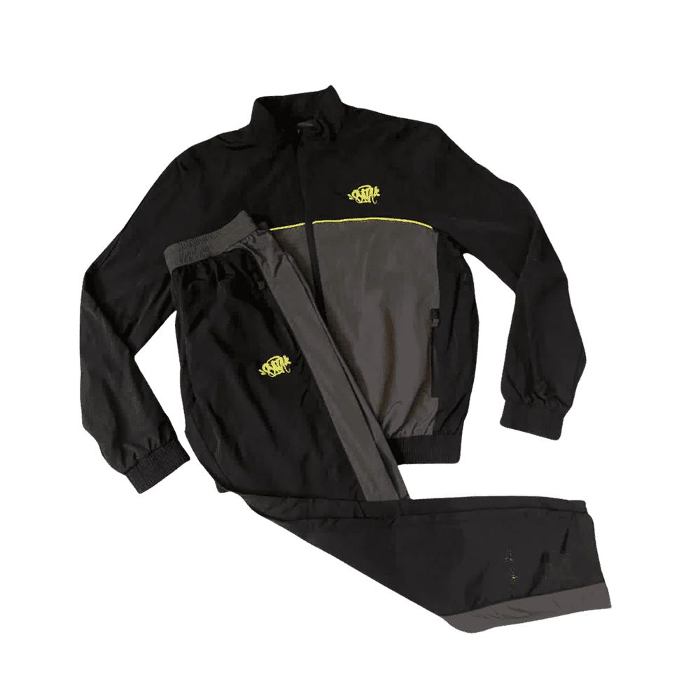 SYNAWORLD ‘SYNA LOGO’ SHELL TRACKSUIT - BLACK/GREY/YELLOW